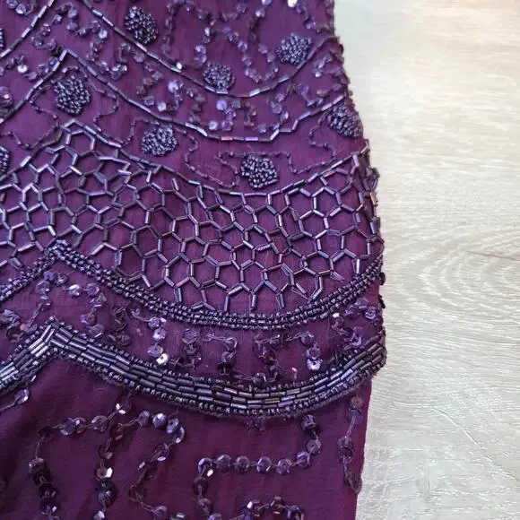 Vintage 90's Purple Beaded Short Sleeve Dress With Shoulder Pads Womens Size 2X - Picture 16 of 16